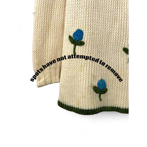 VINTAGE 50's-60 S Oversized Pullover Sweater Mini Dress Tunic Floral Accents - Picture 5 of 9